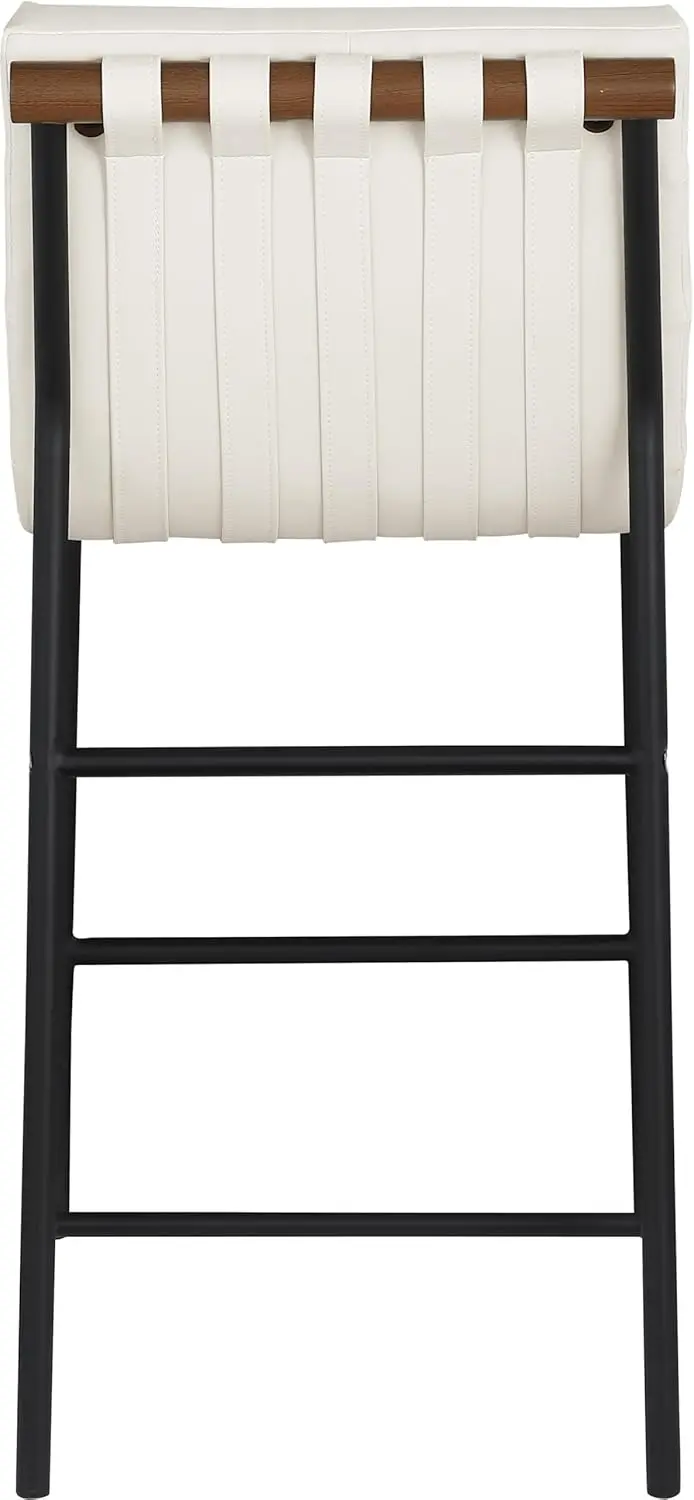 813Cream-C Burke Collection Modern | Contemporary Counter Stool with Soft Cream Vegan Leather,  Matte Black Metal Frame, Cream