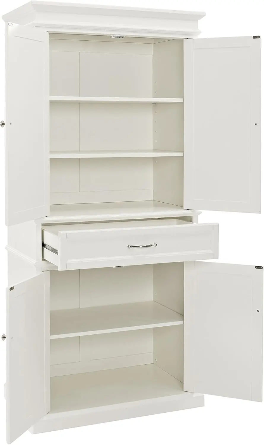 Parsons Traditional Pantry Storage Cabinet with Shelves, Kitchen, Dining, or Laundry Room, White