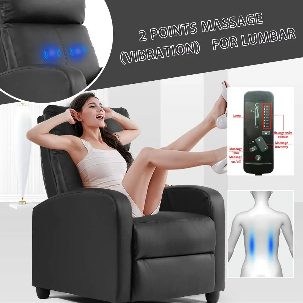 Recliner Chair for Living Room Modern Wingback Sofa Home Theater Seating Push Back Reclining Chair with Lumbar Support