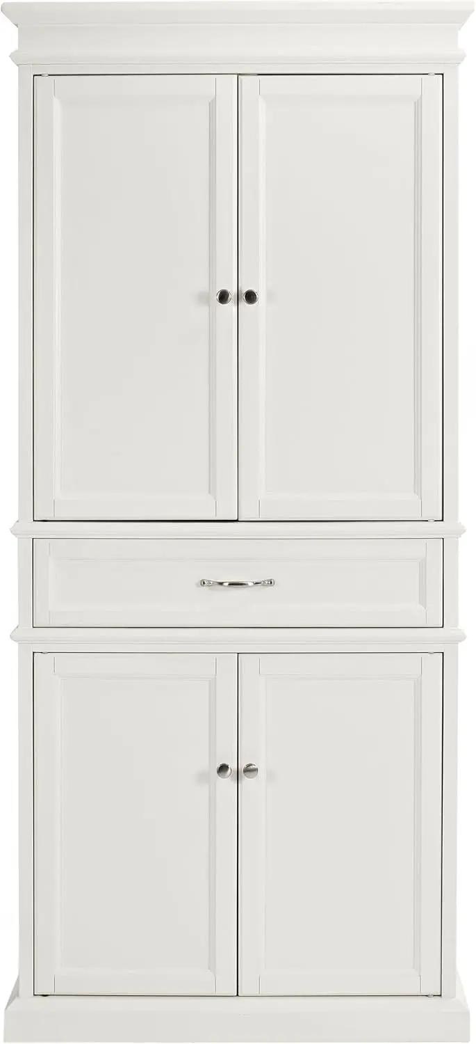 Parsons Traditional Pantry Storage Cabinet with Shelves, Kitchen, Dining, or Laundry Room, White