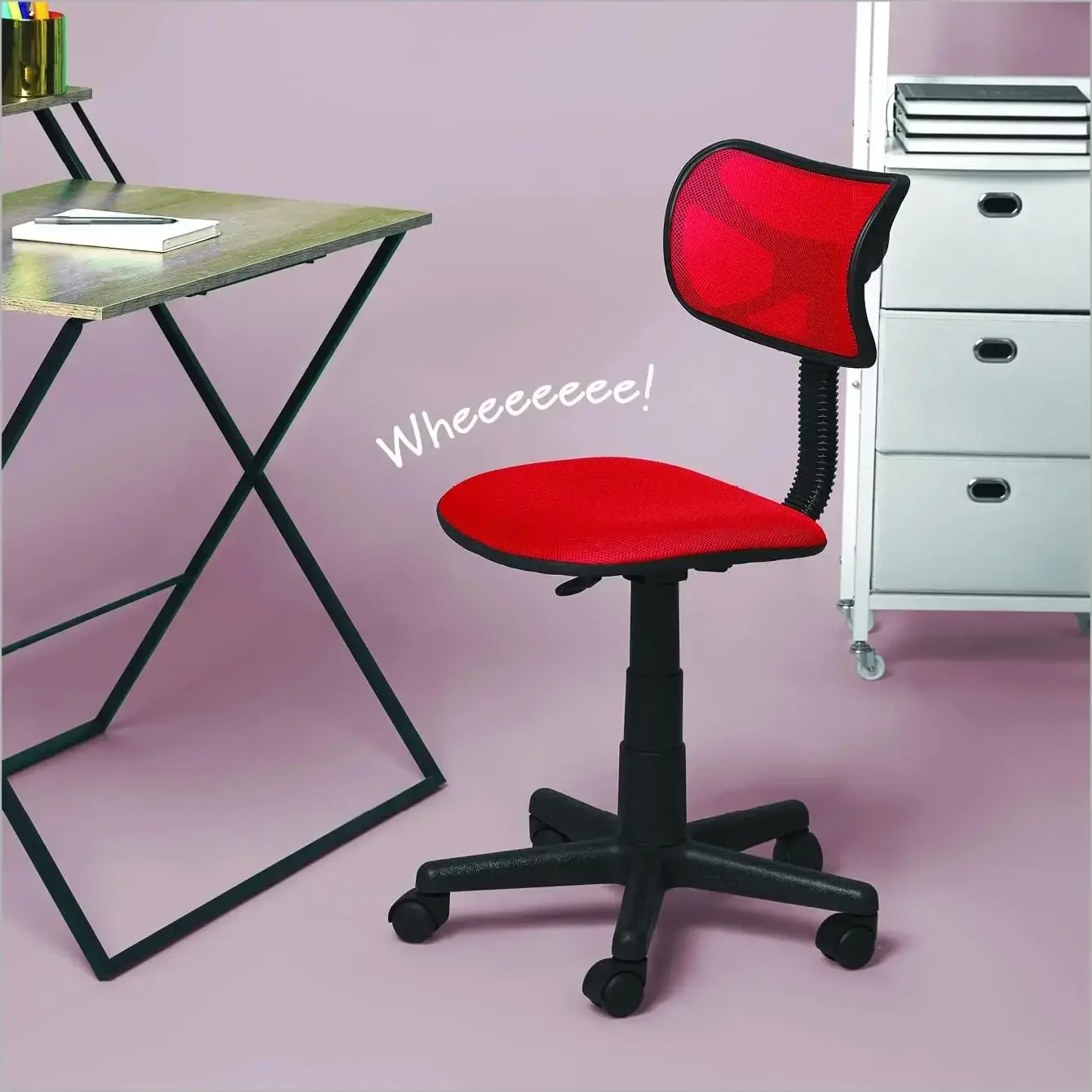 Swivel Mesh Desk Chair, Red 21D x 21W x 33H in