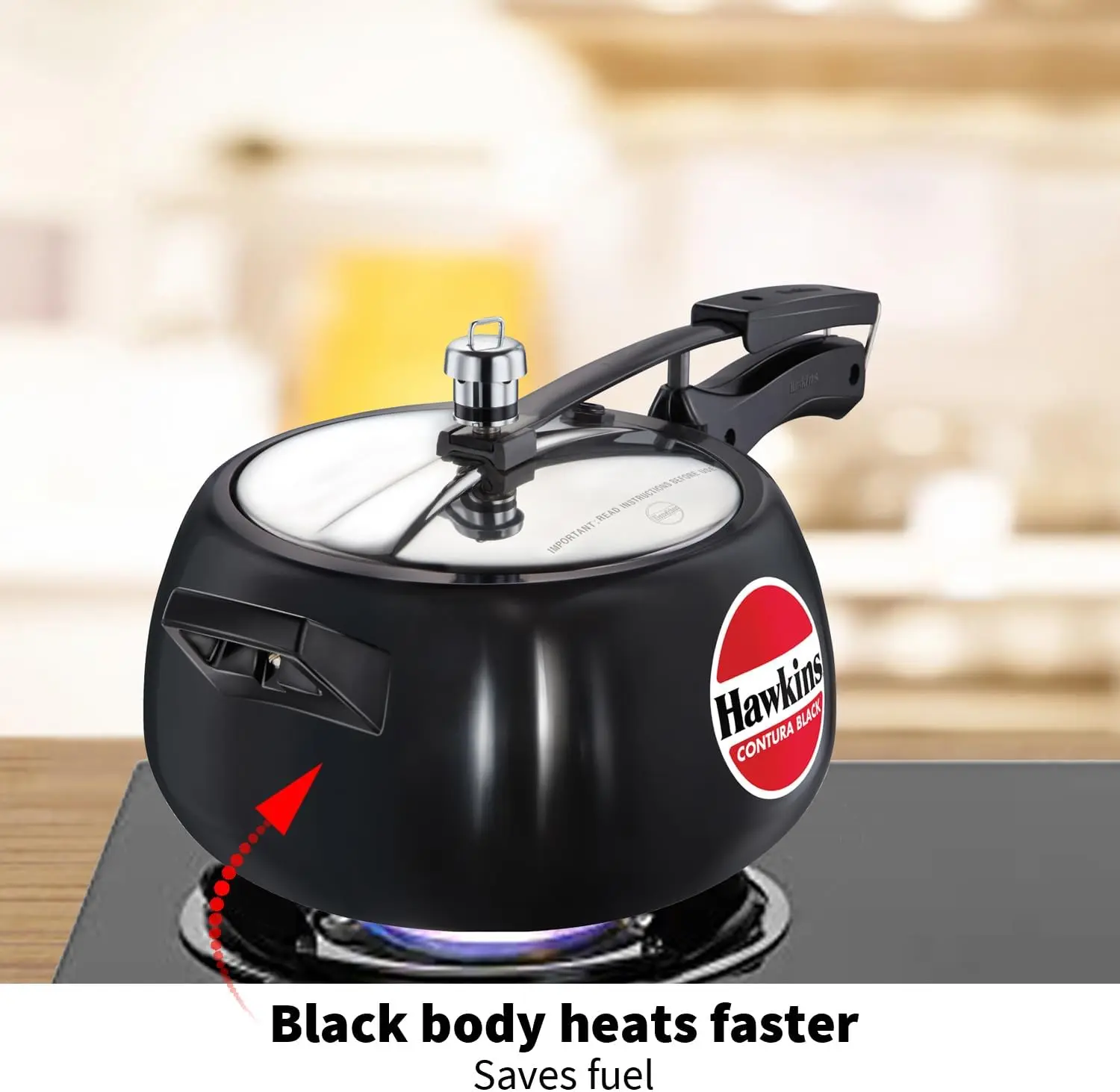 Contura Black Pressure Cooker, 5 Litre, Black (CB50)