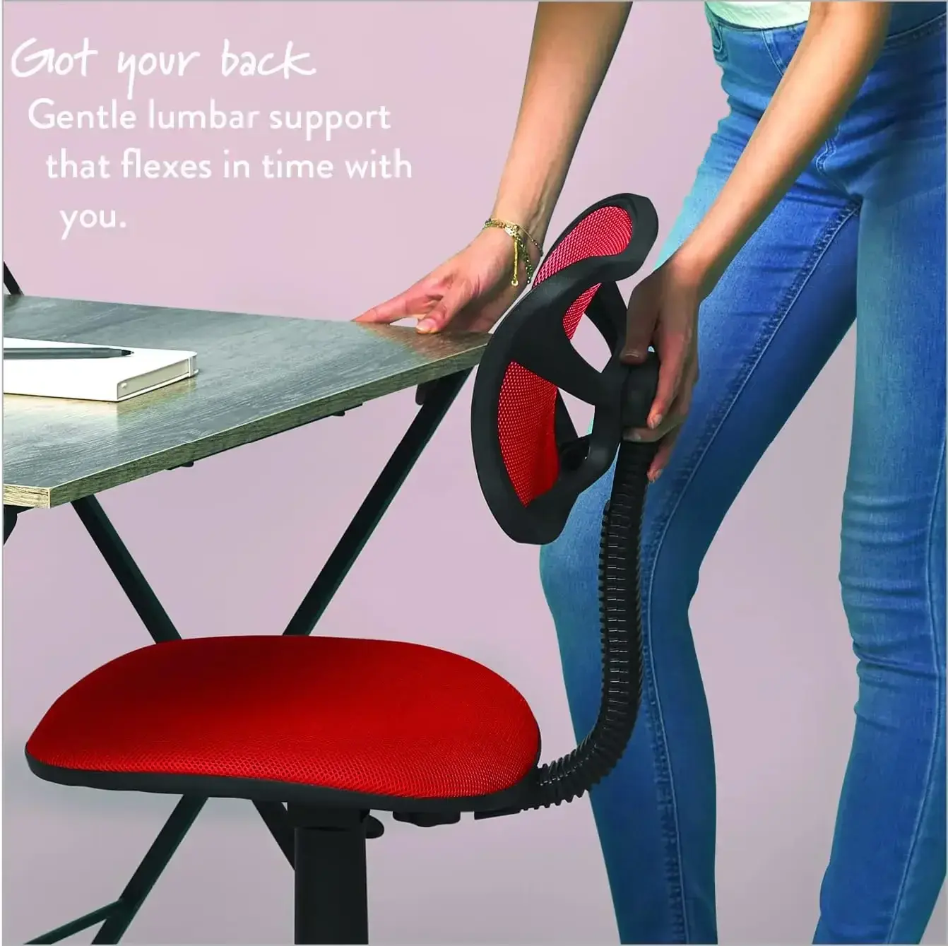 Swivel Mesh Desk Chair, Red 21D x 21W x 33H in