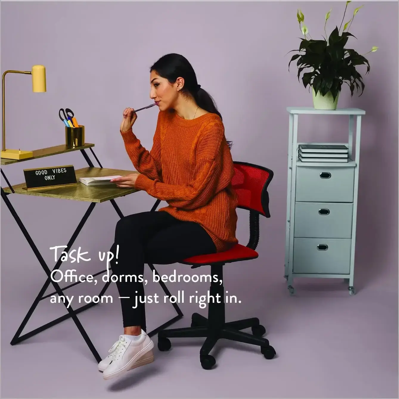 Swivel Mesh Desk Chair, Red 21D x 21W x 33H in