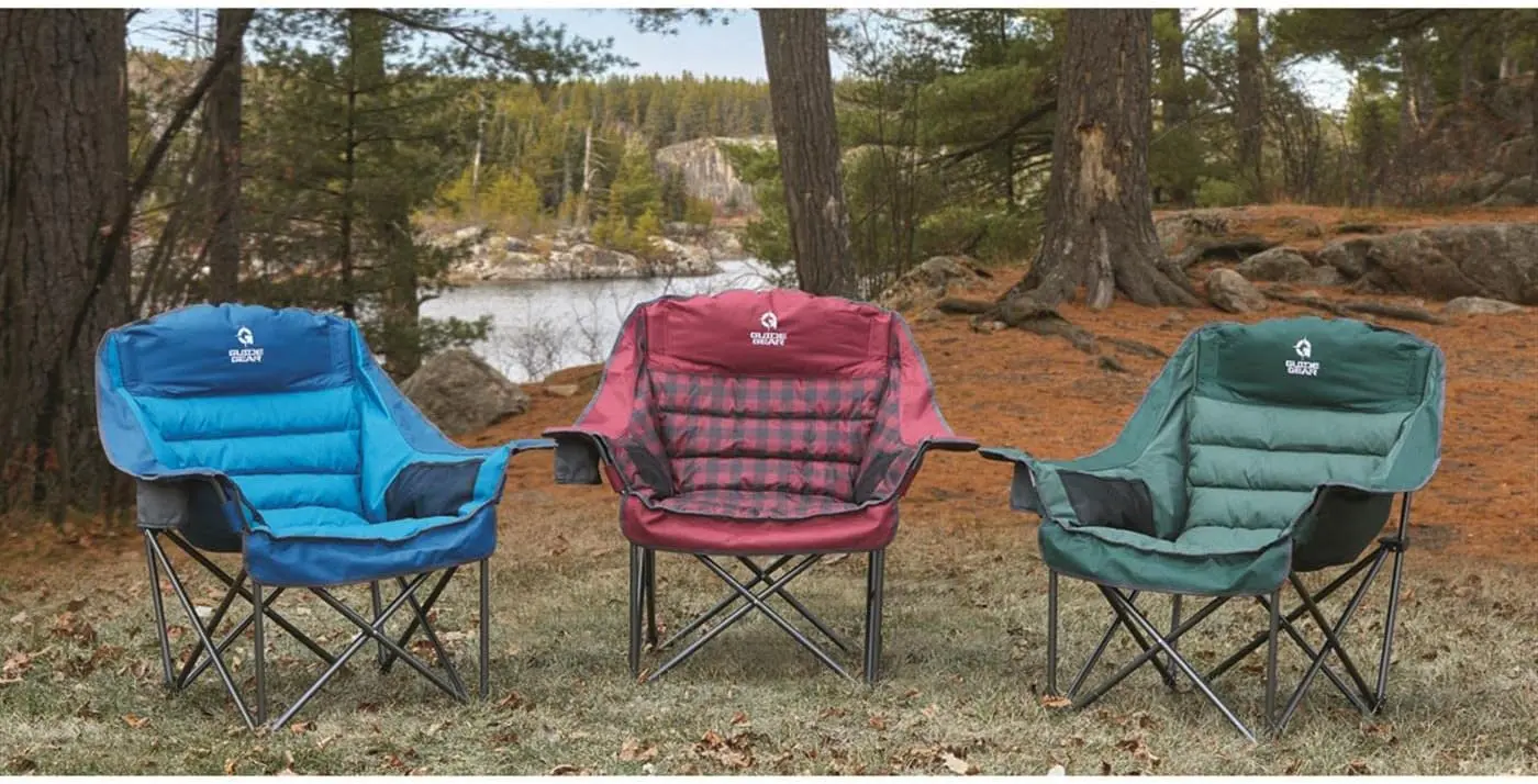 Oversized Extra Large Padded Camping Chair, Portable, Folding, Large Camp LoungeBeach Chairs for Outdoor, Adults, Men and Women,