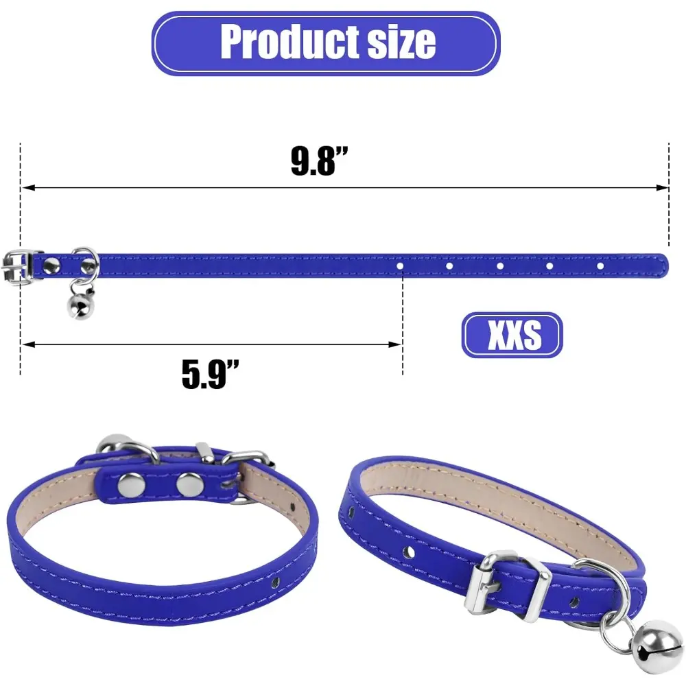 Blue Miniature Dog Collar, 3/8 inch Wide