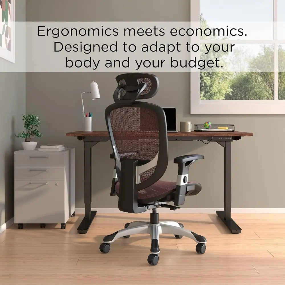 Hyken Ergonomic Swivel Task Chair, Adjustable with Breathable Mesh & Lumbar Support, Perfect for Home & Office, Maroon