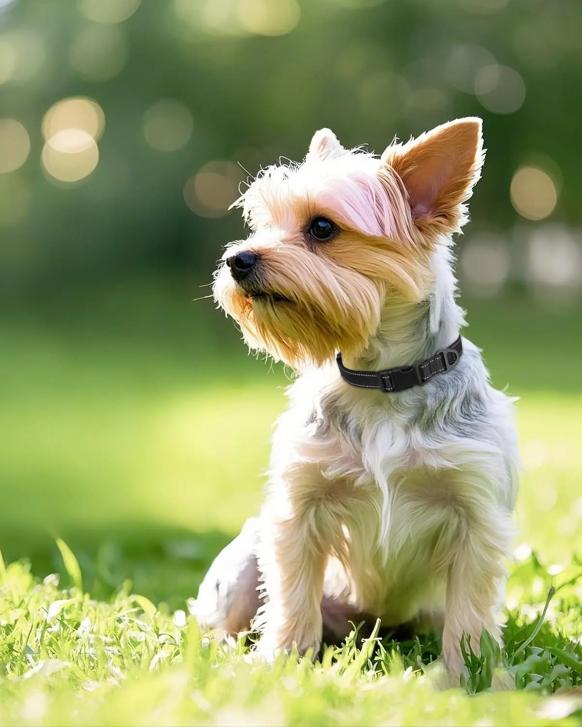 Reflective Adjustable Nylon Dog Collar for Small Dogs with Quick Release Buckle and Lightweight No-Choke Design