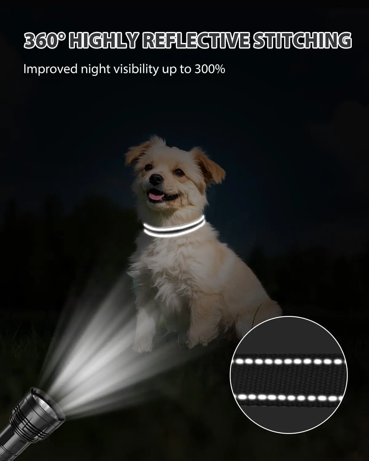 Reflective Adjustable Nylon Dog Collar for Small Dogs with Quick Release Buckle and Lightweight No-Choke Design