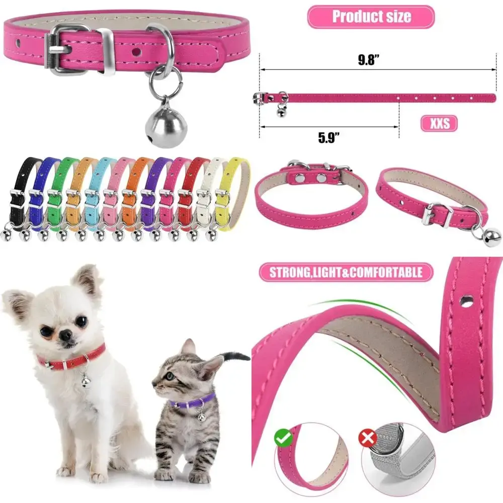 "Pink Teacup Dog Collar for Small Dogs and Cats, 3/8 Inch Wide"