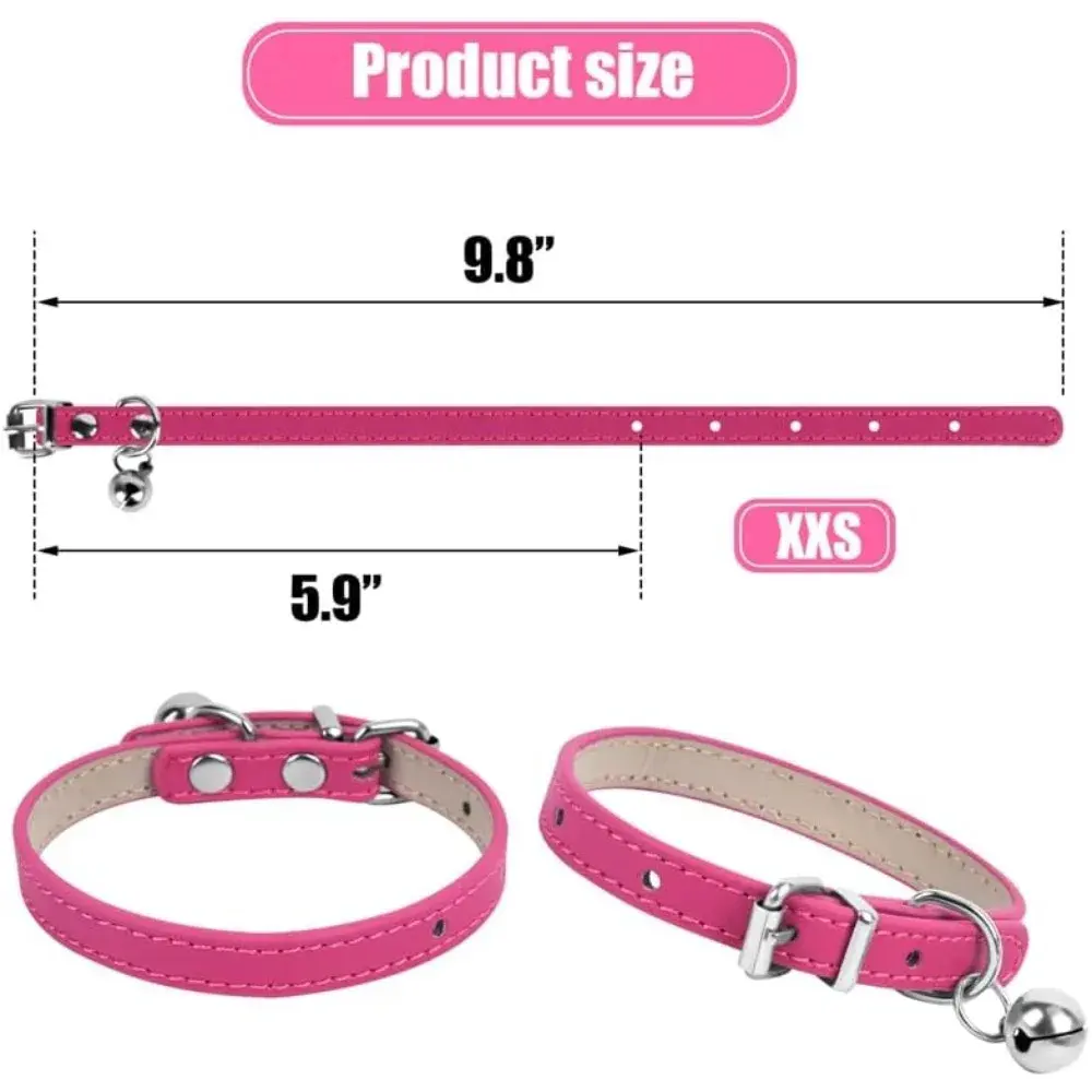 "Pink Teacup Dog Collar for Small Dogs and Cats, 3/8 Inch Wide"