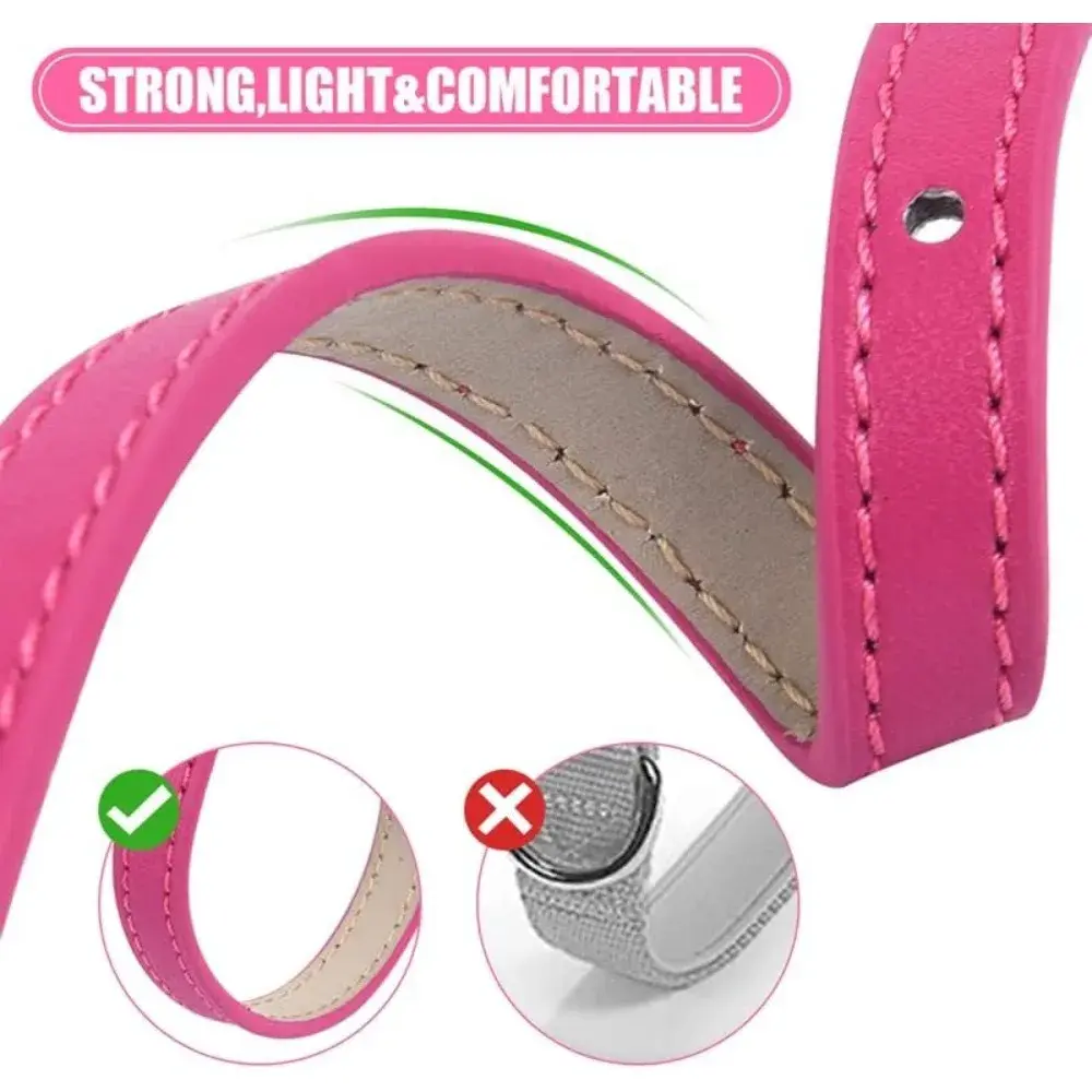 "Pink Teacup Dog Collar for Small Dogs and Cats, 3/8 Inch Wide"