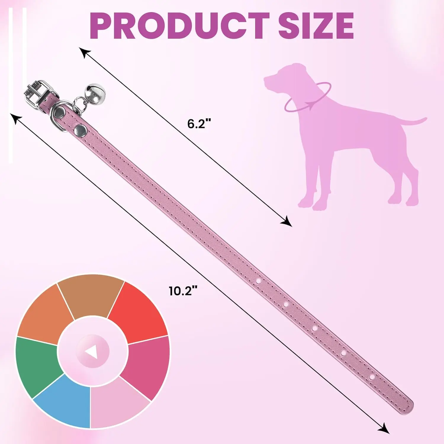 Adjustable Pink Dog Collar for Small to Large Dogs, XXS Size, 3/8 Inch Width