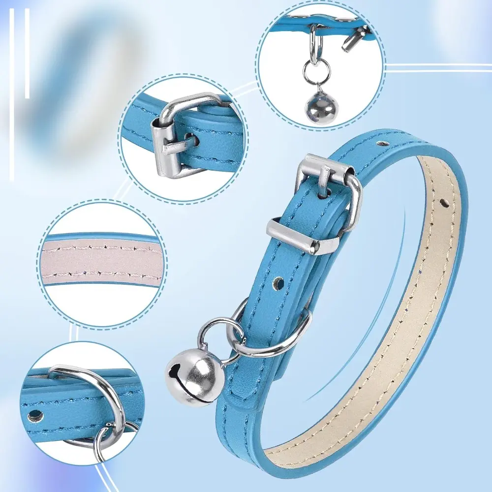 Adjustable Dark Blue Dog Collar for Small, Medium, and Large Dogs - XXS Size, 3/8 Inch Width