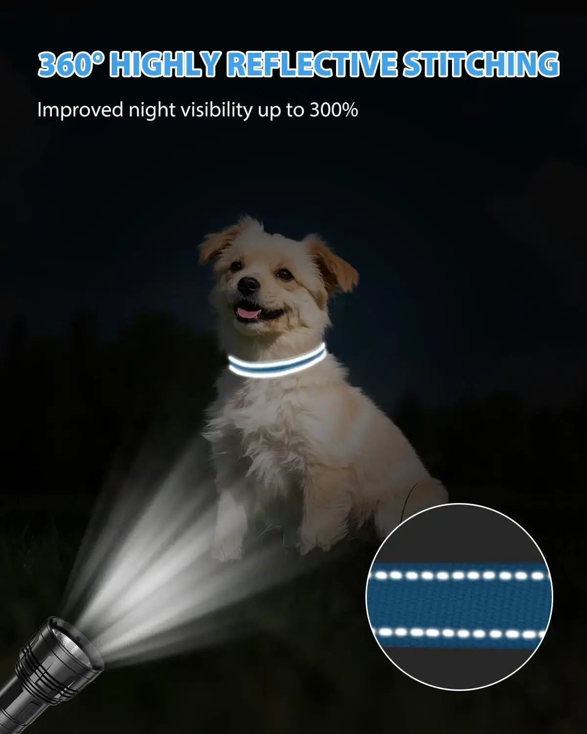 Adjustable Reflective Nylon Dog Collar for Small Dogs with Quick-Release Buckle and No-Choke Design