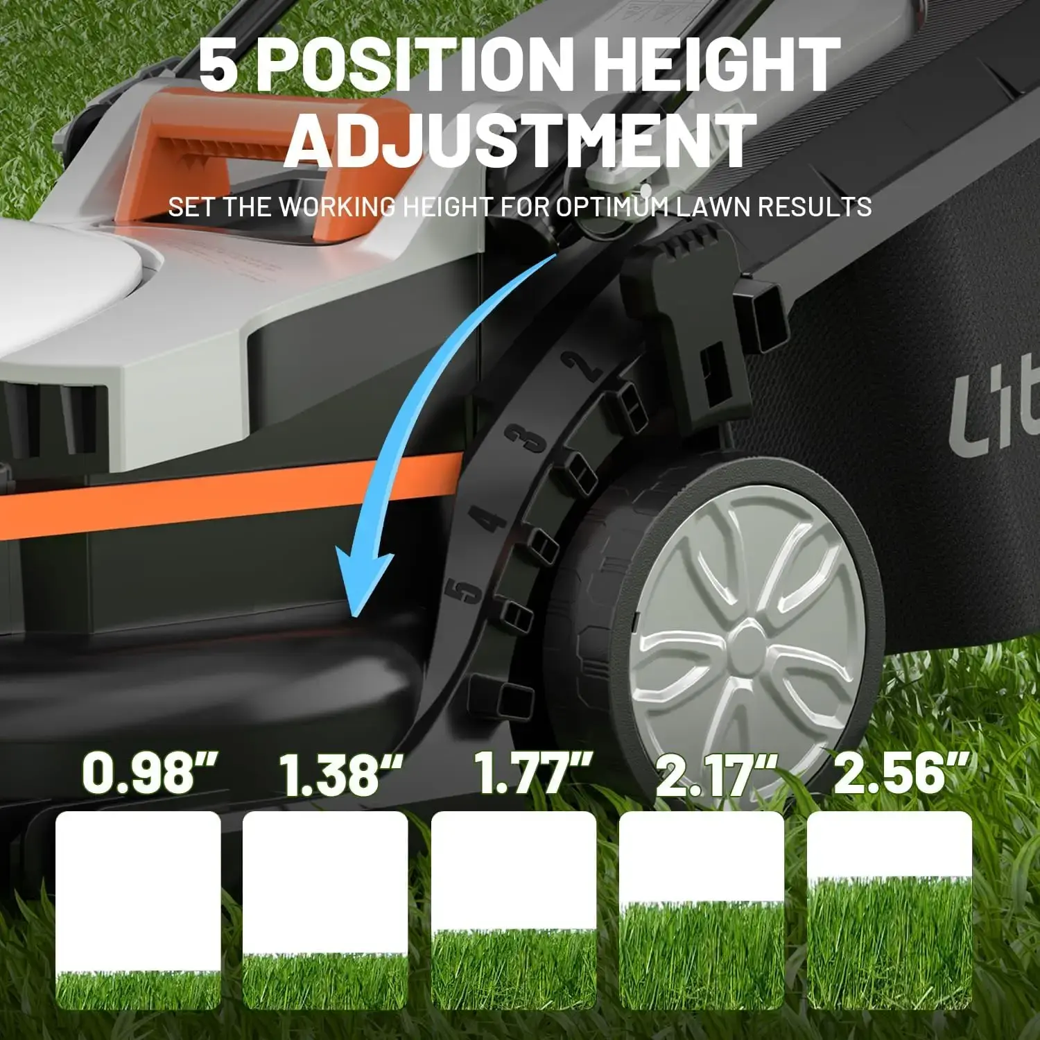 Cordless Lawn Mower 13 Inch, U20 Handy+ 20V Electric Lawn Mowers for Garden,5 Heights Adjustment,4.0Ah Portable Battery Included