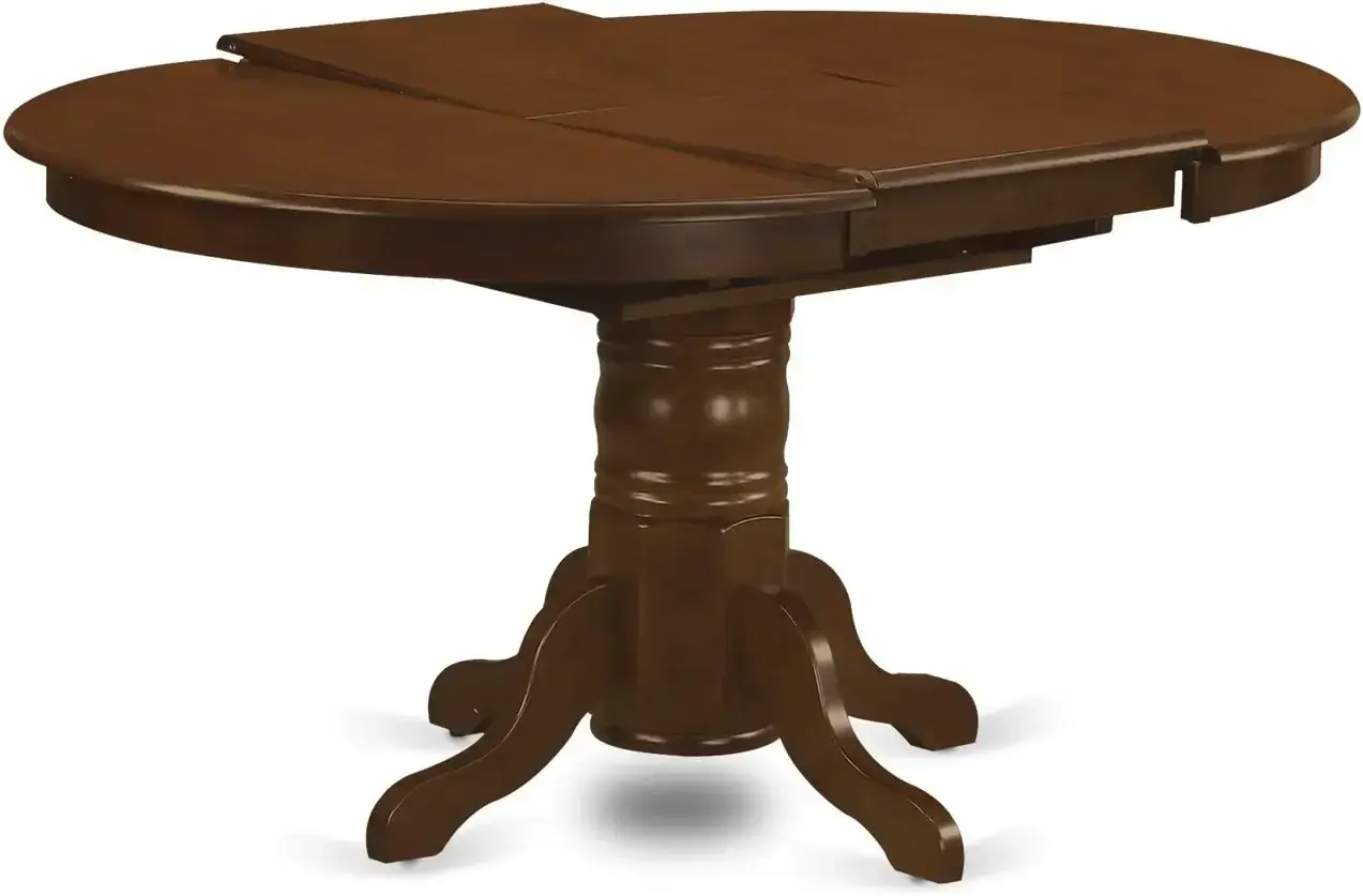 KET-ESP-TP Kenley Dining Room Table - an Oval Solid Wood Table Top with Butterfly Leaf & Pedestal Base, 42x60 Inch, Espresso