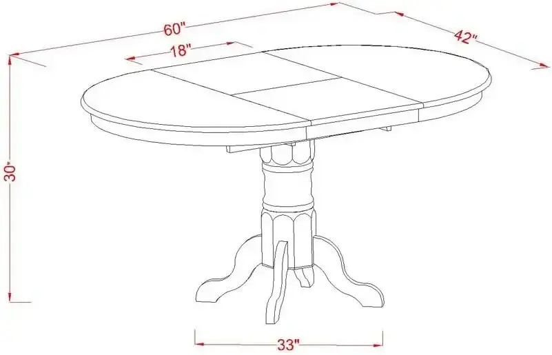 KET-ESP-TP Kenley Dining Room Table - an Oval Solid Wood Table Top with Butterfly Leaf & Pedestal Base, 42x60 Inch, Espresso