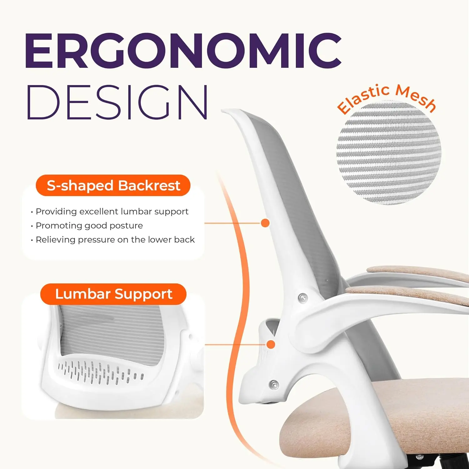 Office Desk Computer Gaming Chair with Ergonomic Lumbar Back Support Flip-up Padded Armrest Adjustable Height and Wheels