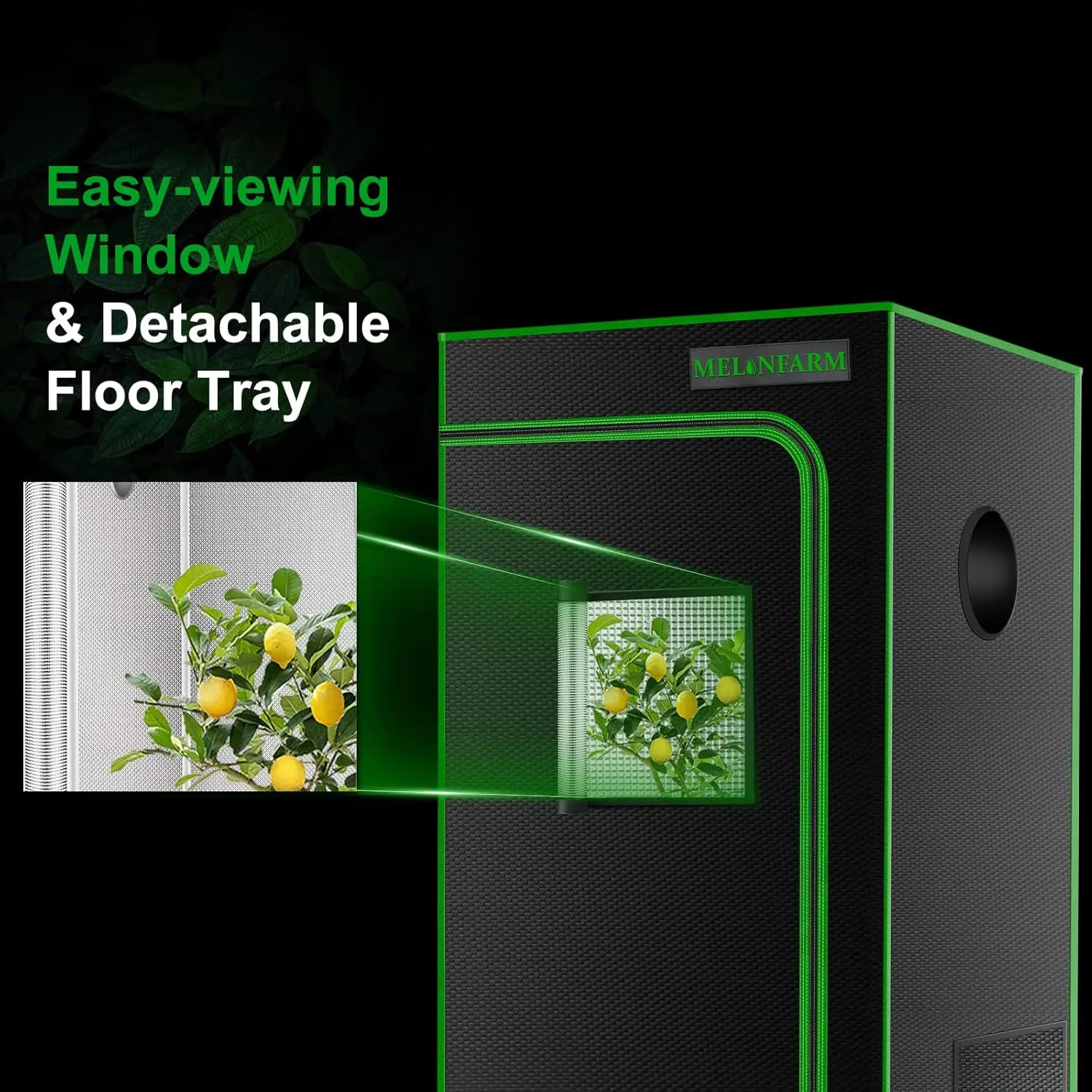 2x2 Grow Tent, 24"x24"x48'' High Reflective 600D Diamond Mylar Canvas with Observation Window and Floor Tray for