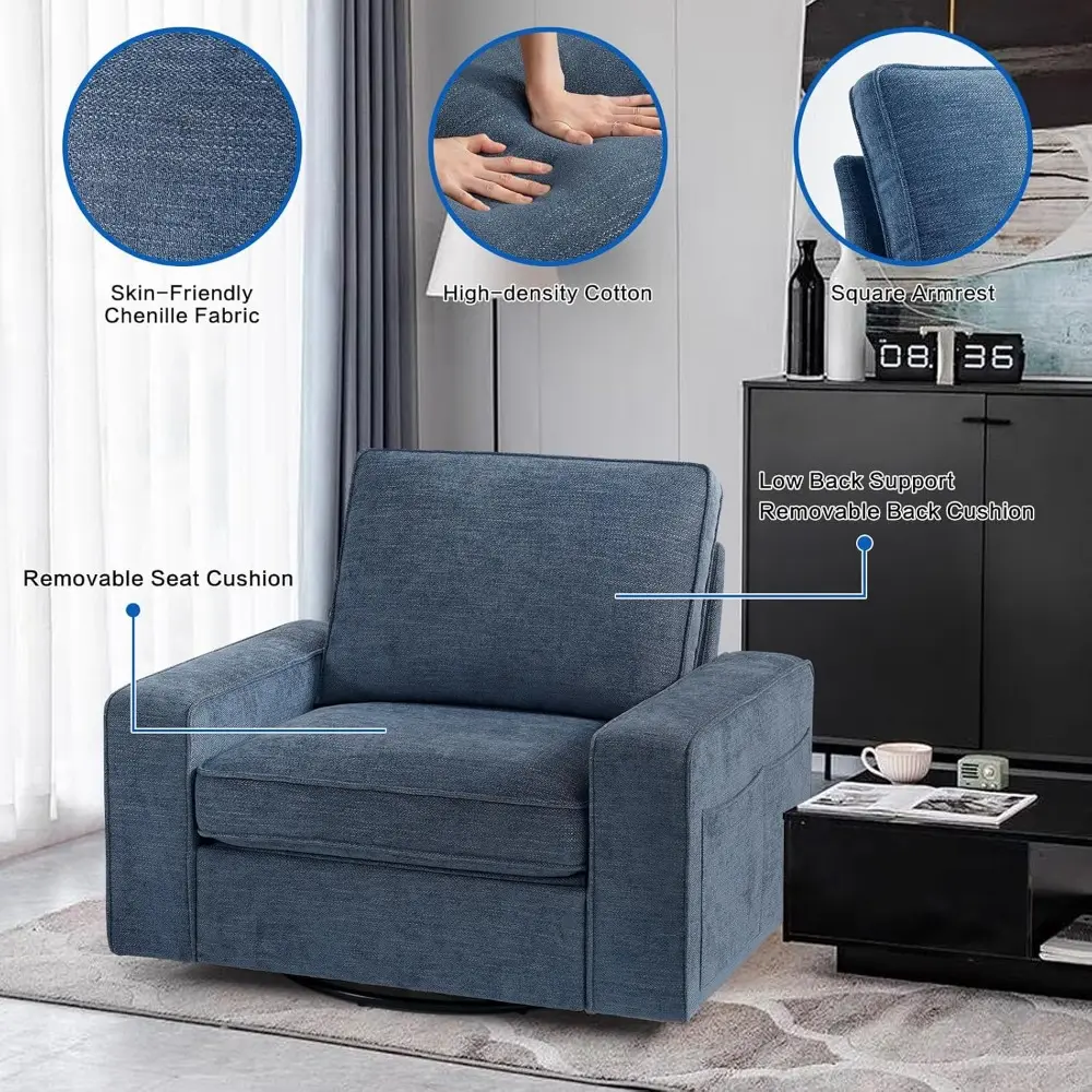 "40 inch swivel chairs with accent, compact mini sofas for tight spaces, upholstered armchairs with hardwood frames and removabl