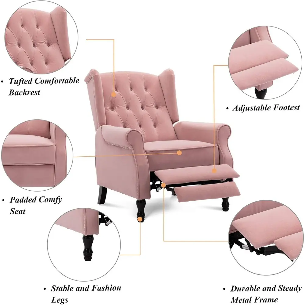 "plush upholstered reclining armchair for home living room with adjustable club chair seating"