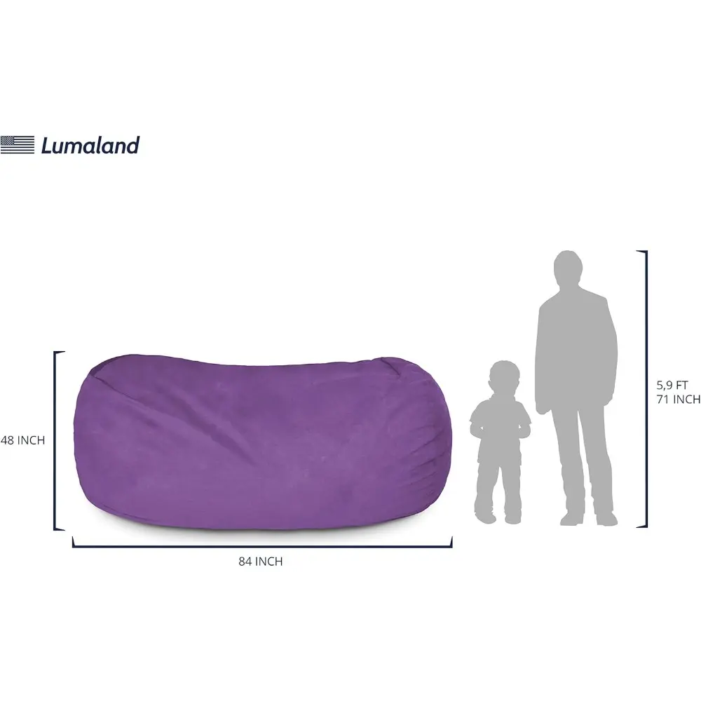luxurious 7-foot microsuede bean bag chair - ultra soft foam filled, washable xxl sofa for kids and teens