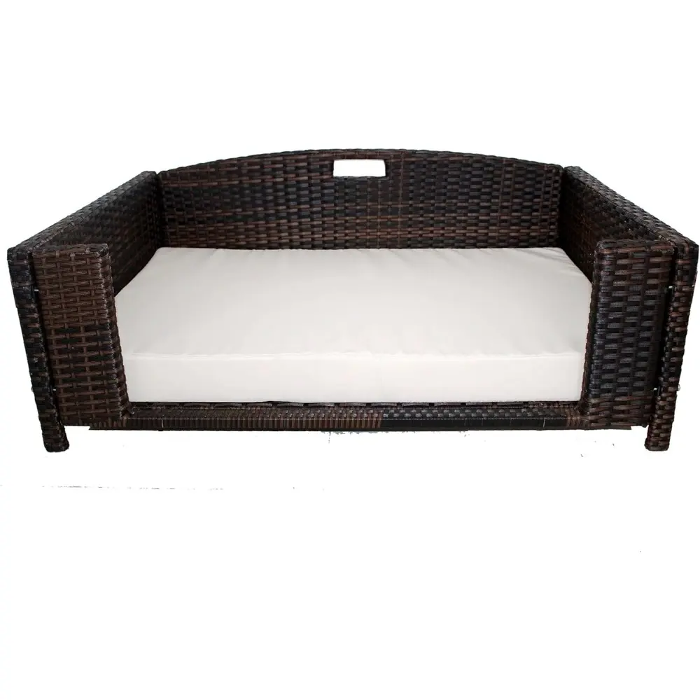 rattan and wicker pet beds with metal frame, suitable for indoor and outdoor use, pet sofas and couches for dogs and cats