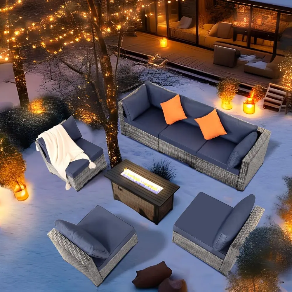 all-weather modular outdoor sectional wicker sofa set with thick cushions for patio conversation area