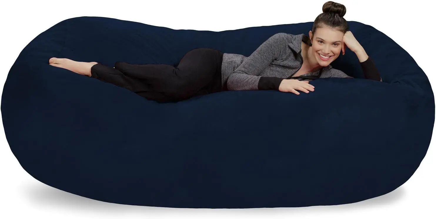 plush microsuede bean bag lounger - xl memory foam filled sofa for comfortable seating for kids and adults