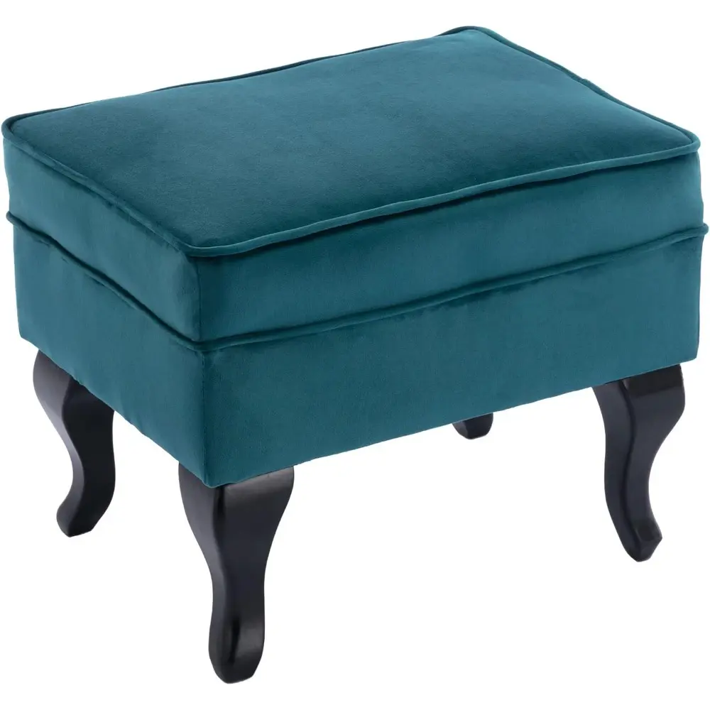 mid-century modern velvet wingback lounge chair with button-tufted accent and ottoman