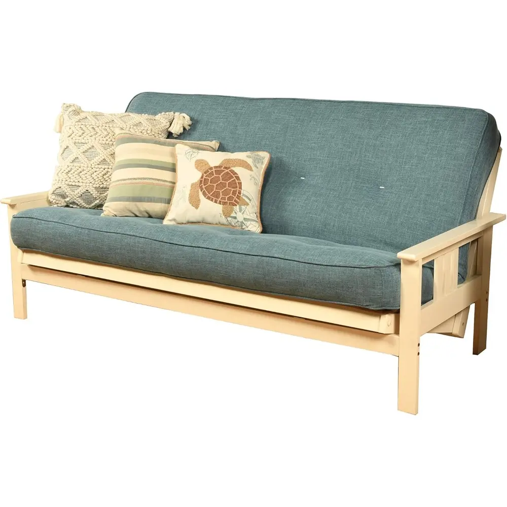 8 inch full size spring futon mattress for sleeper sofa bed, linen aqua - frame not included