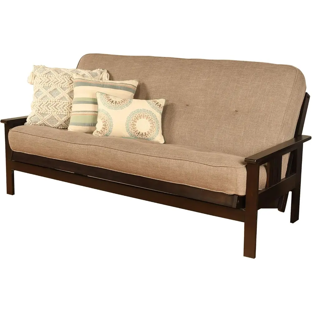 8 inch full size spring futon mattress for sleeper sofa bed, linen stone color, mattress only