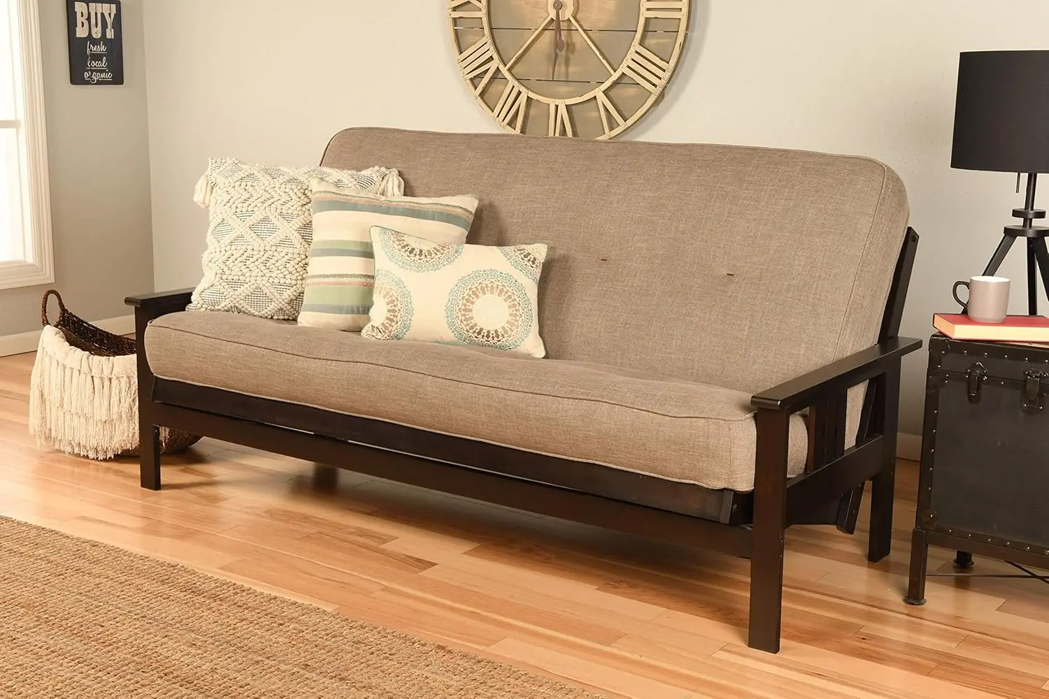 8 inch full size spring futon mattress for sleeper sofa bed, linen aqua - frame not included