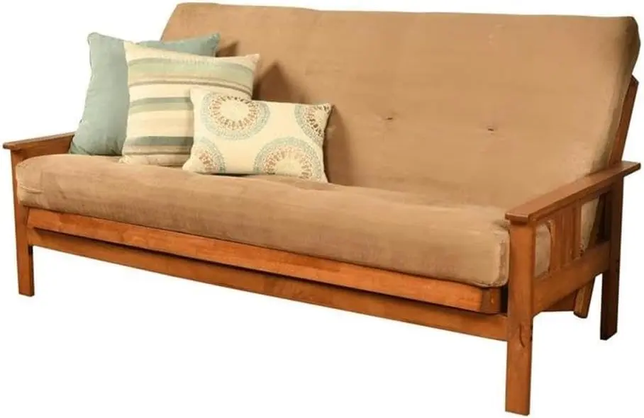8 inch full size spring futon mattress for sleeper sofa bed, linen stone color, mattress only