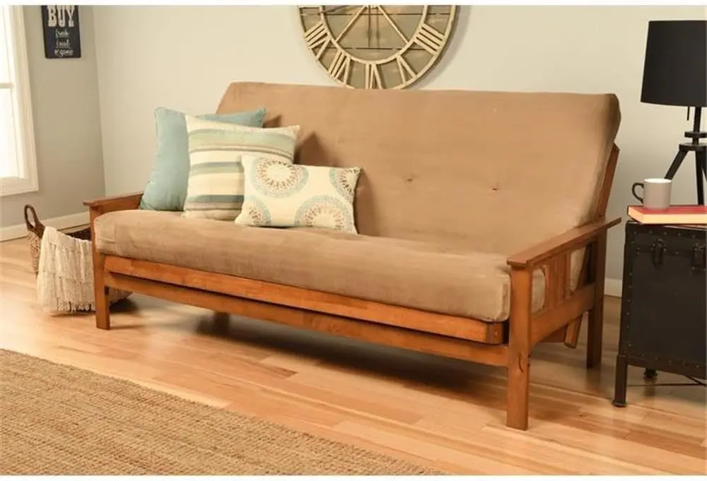 8 inch full size spring futon mattress for sleeper sofa bed, linen stone color, mattress only