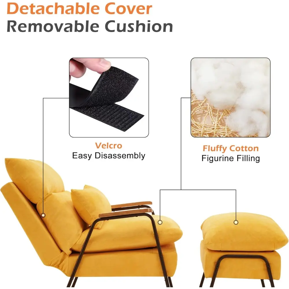 "contemporary linen-clad reclining chair with ottoman, plush sofa bed for compact living spaces"