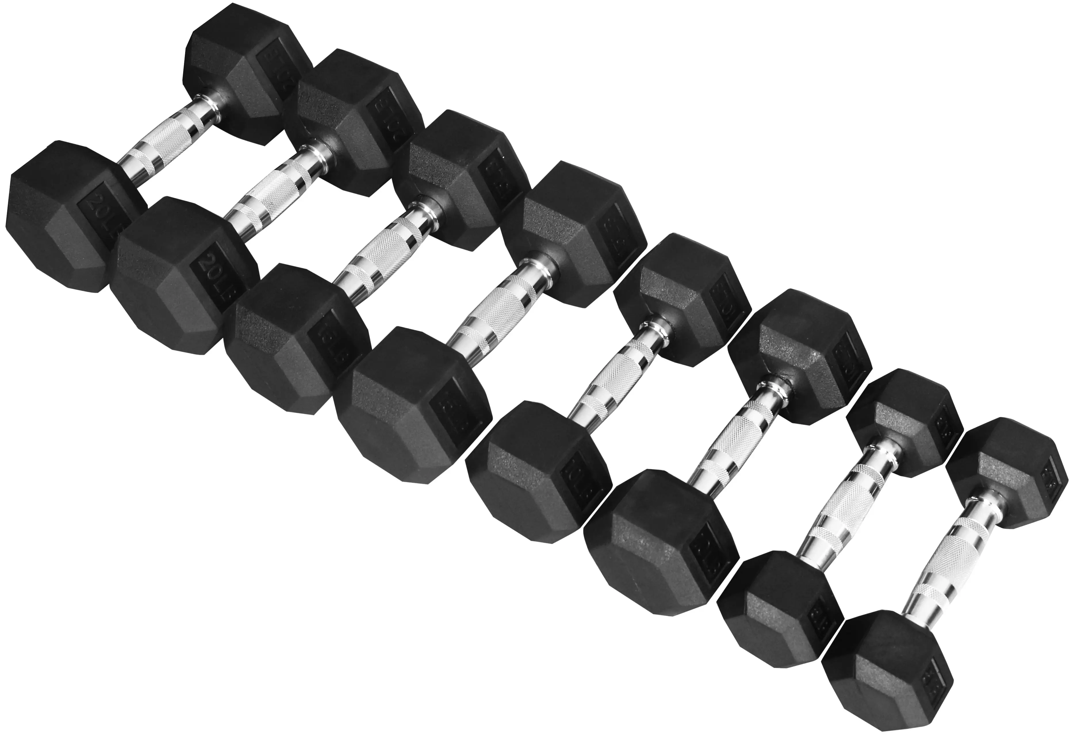 Dumbbell Set, Pairs of 5 lb, 10 lb, 15 lb, and 20 lb