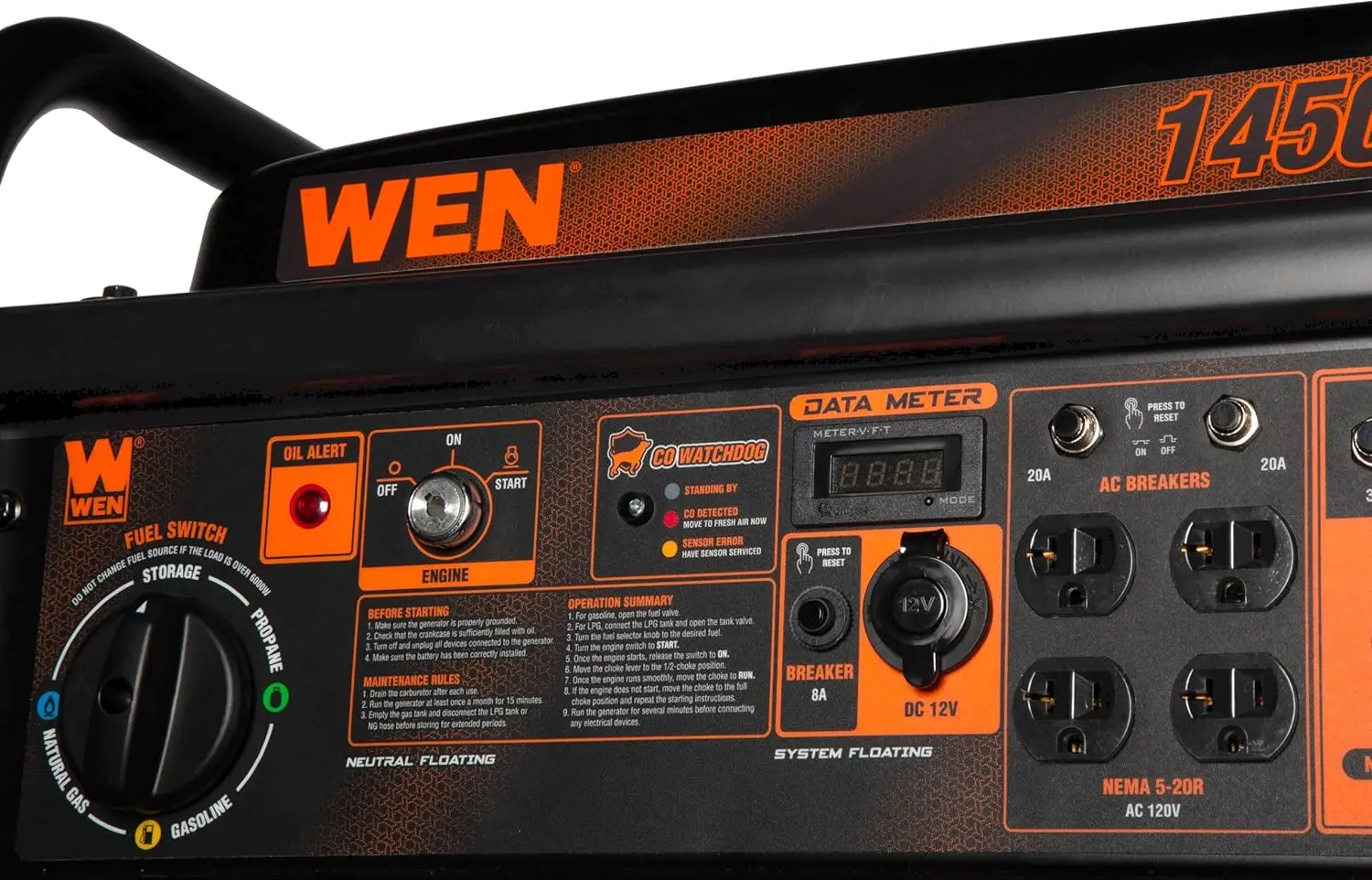 14,500-Watt 120V/240V Tri-Fuel Generator, Transfer-Switch Ready with Electric Start, Wheel Kit, and CO Watchdog (TF1450X)
