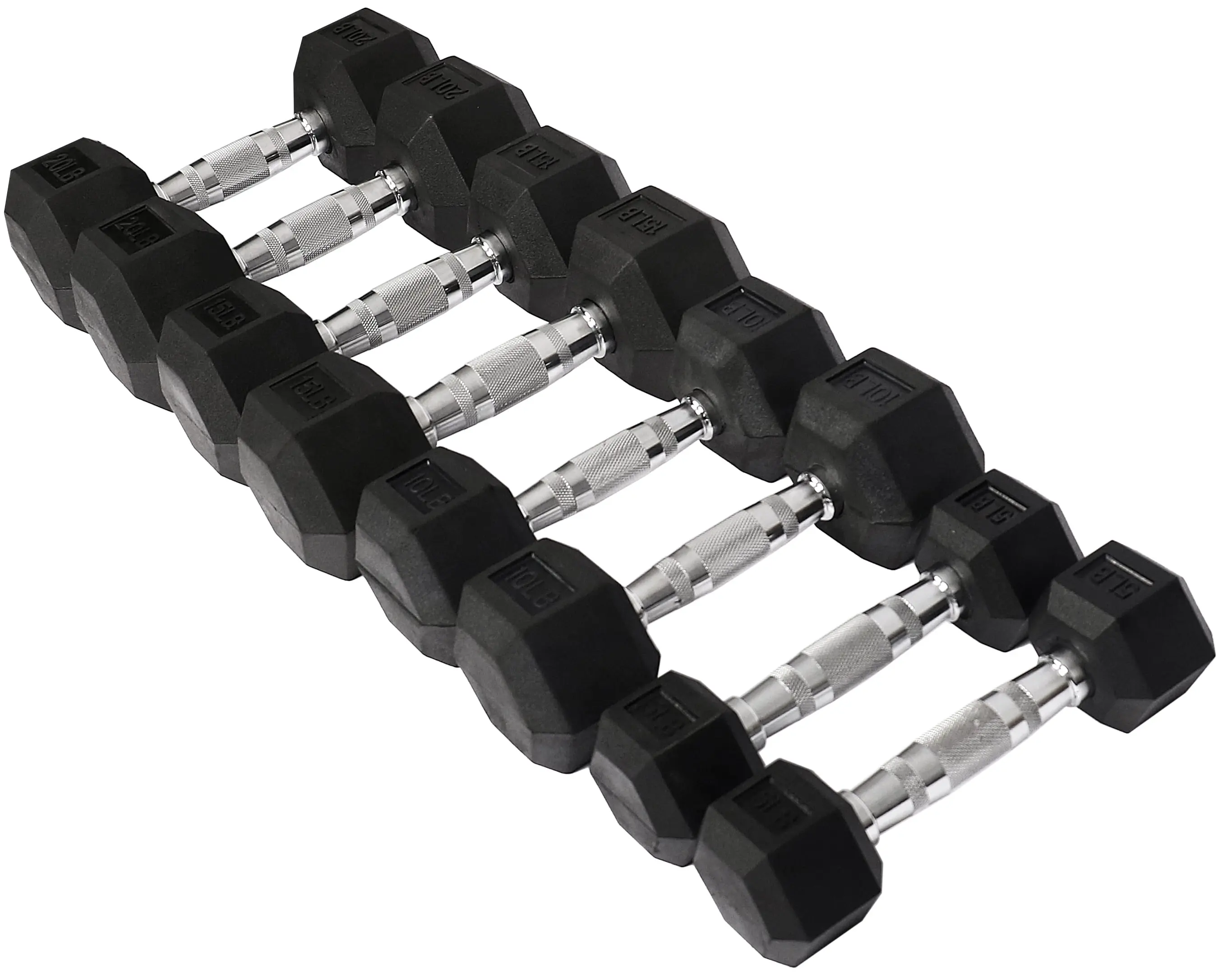 Dumbbell Set, Pairs of 5 lb, 10 lb, 15 lb, and 20 lb