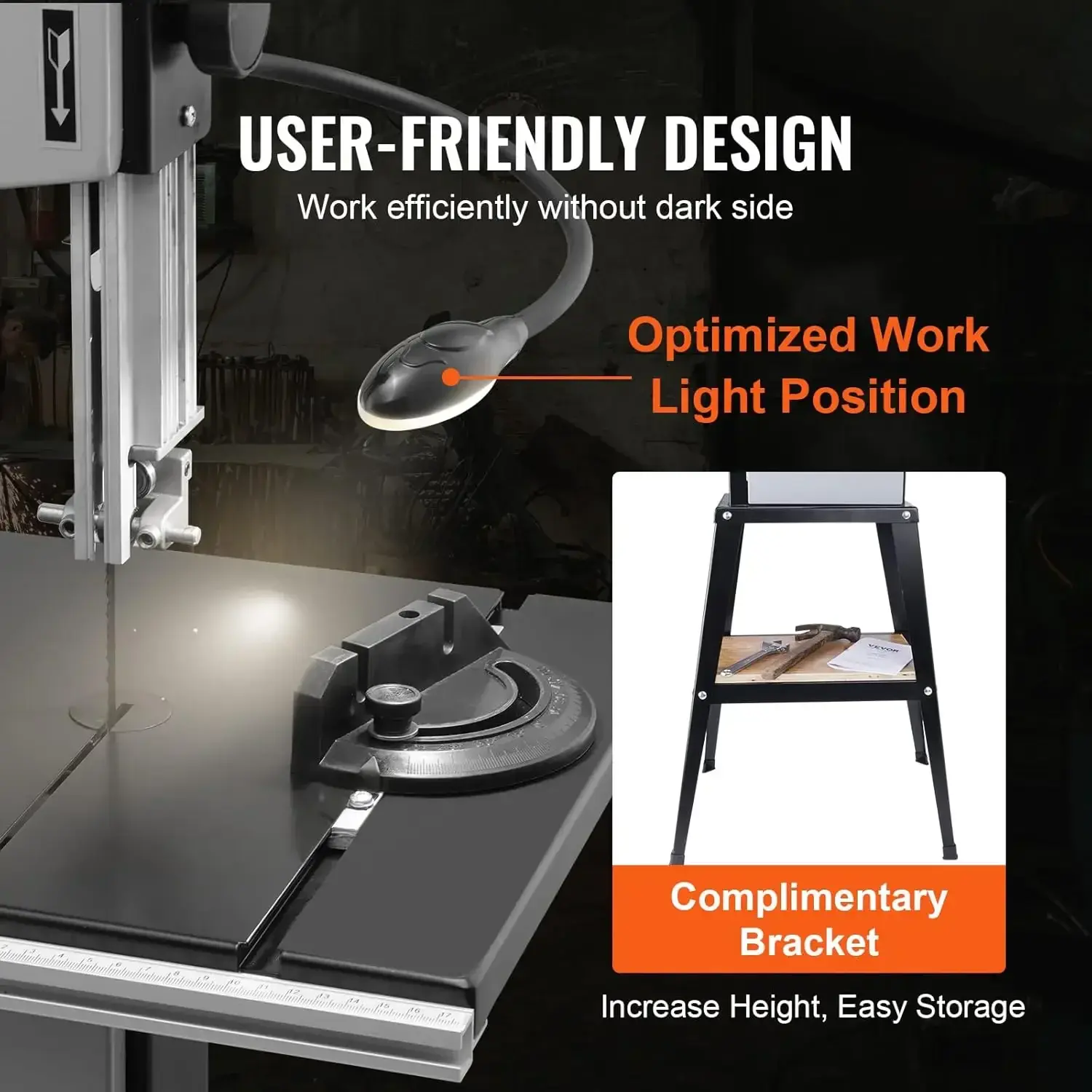 Band Saw with Stand, 10-Inch, 560 & 1100 RPM Two-Speed Benchtop Bandsaw, 370W 1/2HP Motor