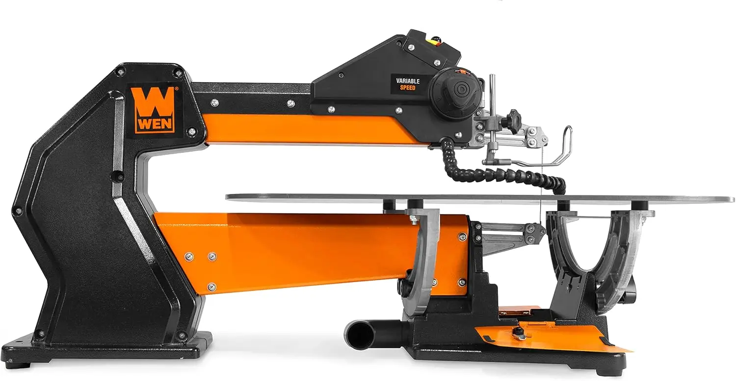 LL2156 21-Inch 1.6-Amp Variable Speed Parallel Arm Scroll Saw with Extra-Large Dual-Bevel Steel Table, Black Orange