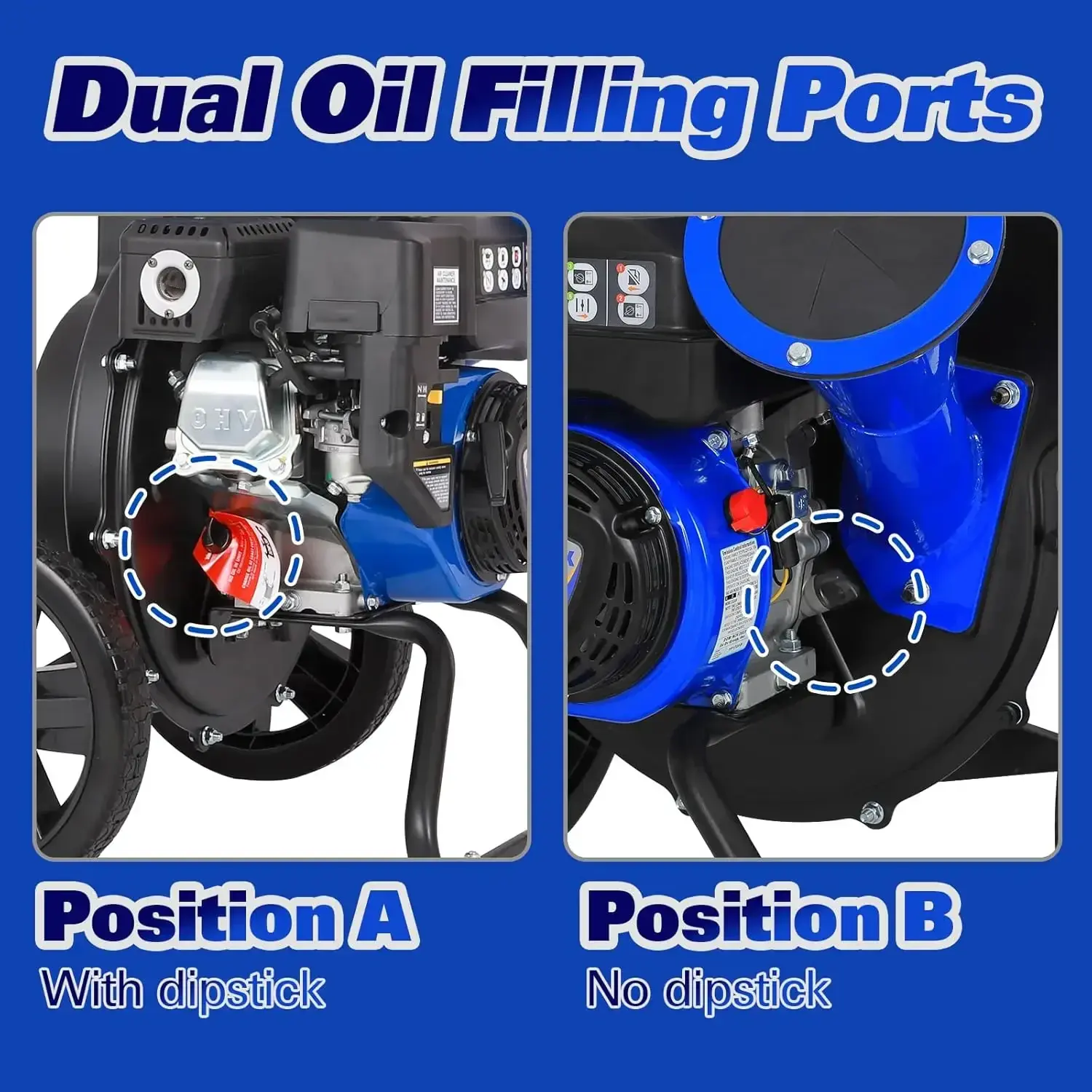 Wood Chipper - 7.5 HP 224cc Gas Powered Shredder, 2 in 1 Multi-Function Heavy Duty, 3" Max Wood Diameter Capacity