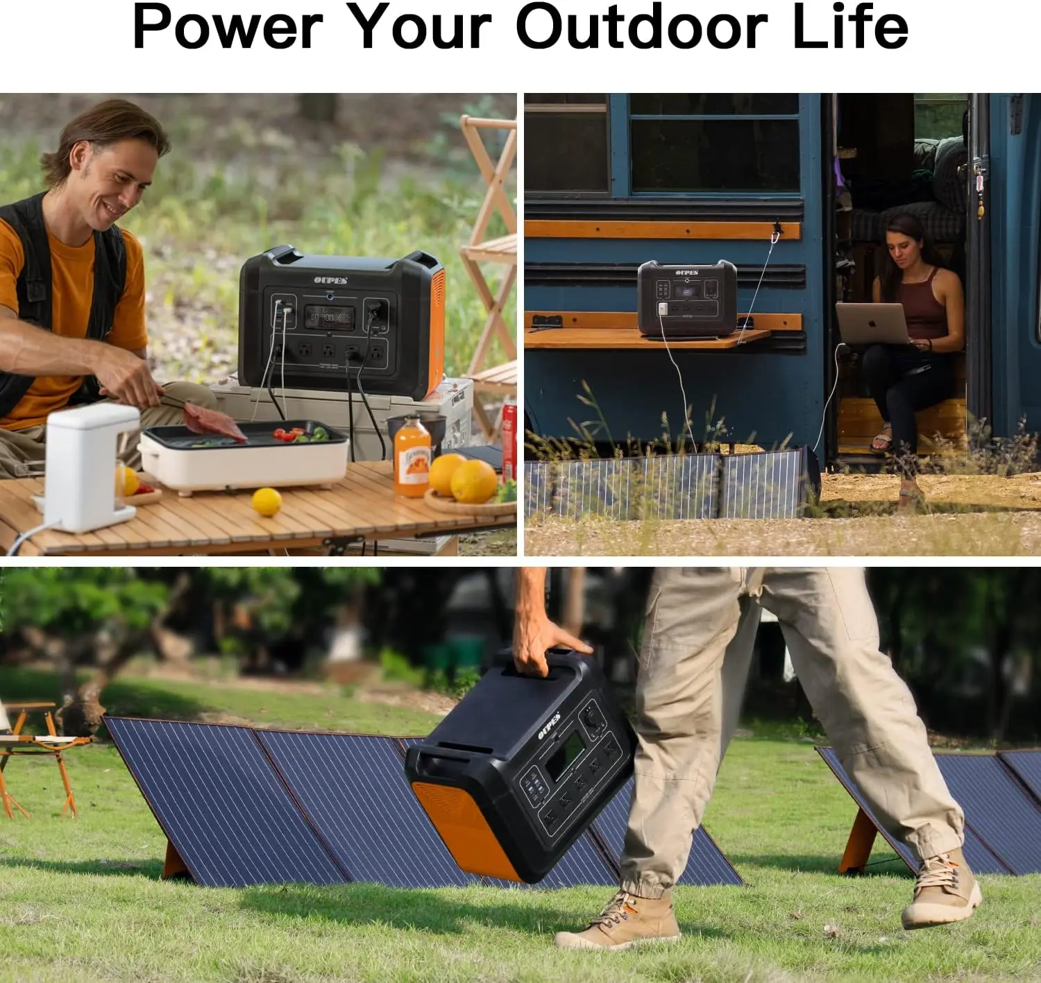 2400W Portable Power Station, 2232Wh Solar Powered Generator w/ 5 AC Outlets (5000W Peak), Emergency LiFePO4 Battery Generator