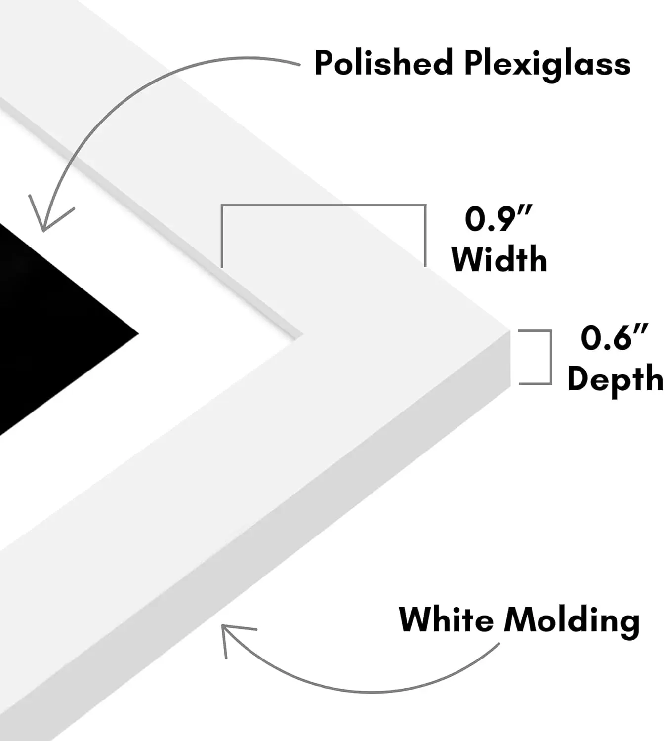 5x7 Picture Frame with Polished Plexiglass - Set of 2 - Use as 4x6 Frame with Mat or Display 5x7 Photo Without Mat - White