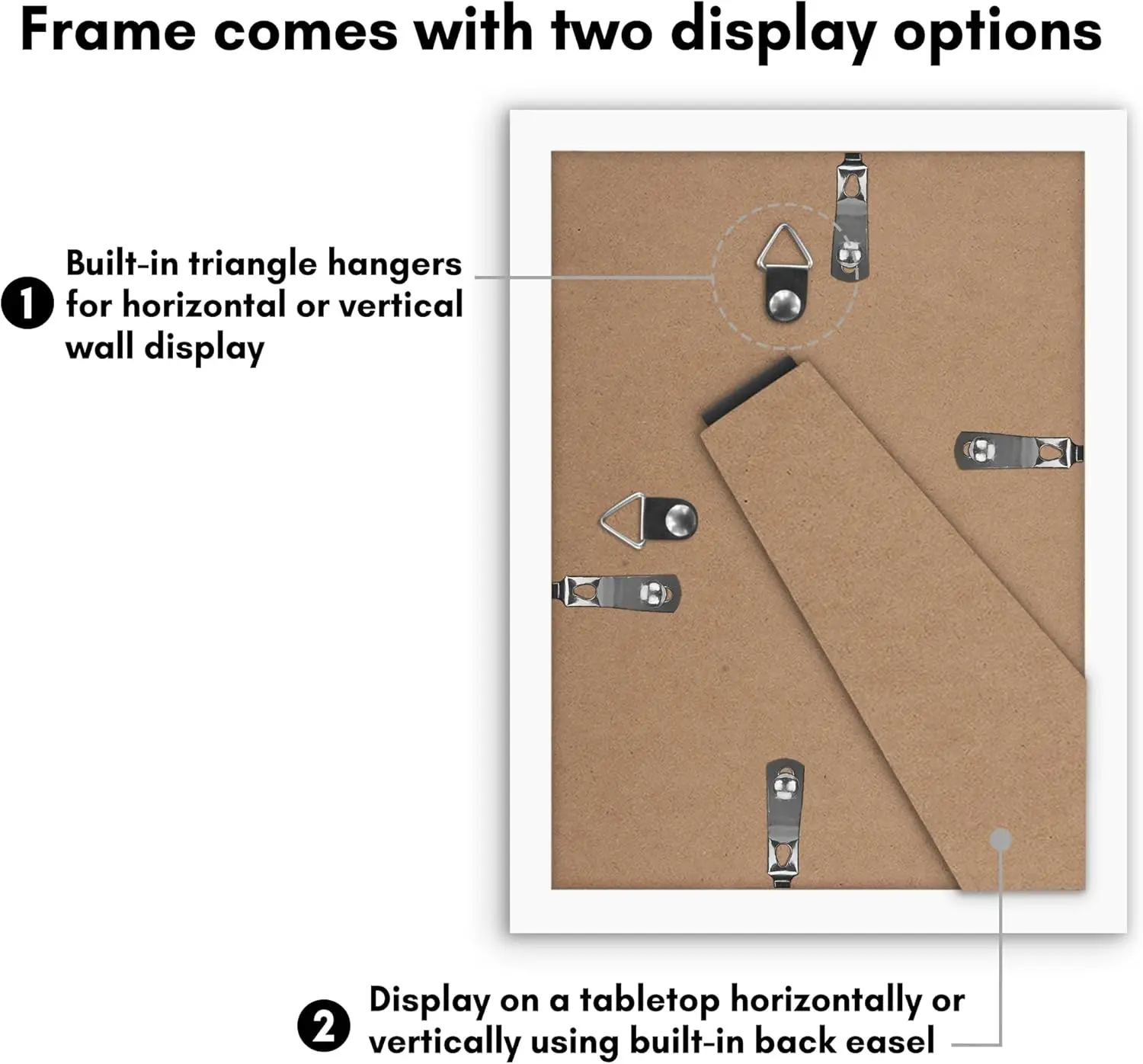 5x7 Picture Frame with Polished Plexiglass - Set of 2 - Use as 4x6 Frame with Mat or Display 5x7 Photo Without Mat - White