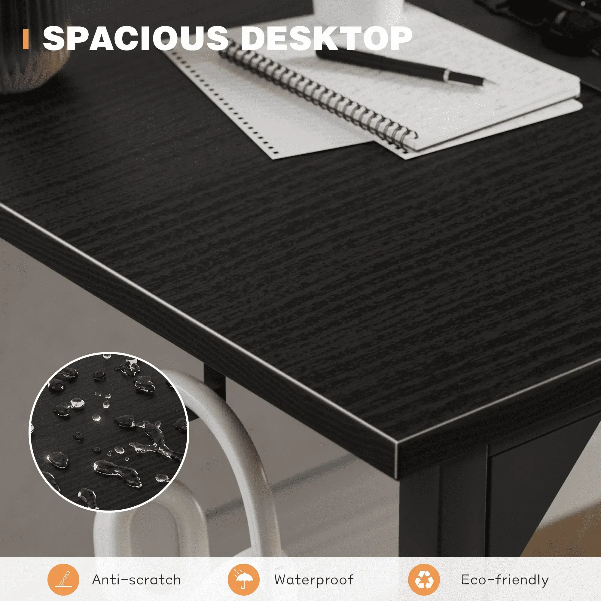 Computer Desk 40 Inch Small Office Desk Modern Writing Desk with Storage Bag Work Study Table with Headphone Hook, Black