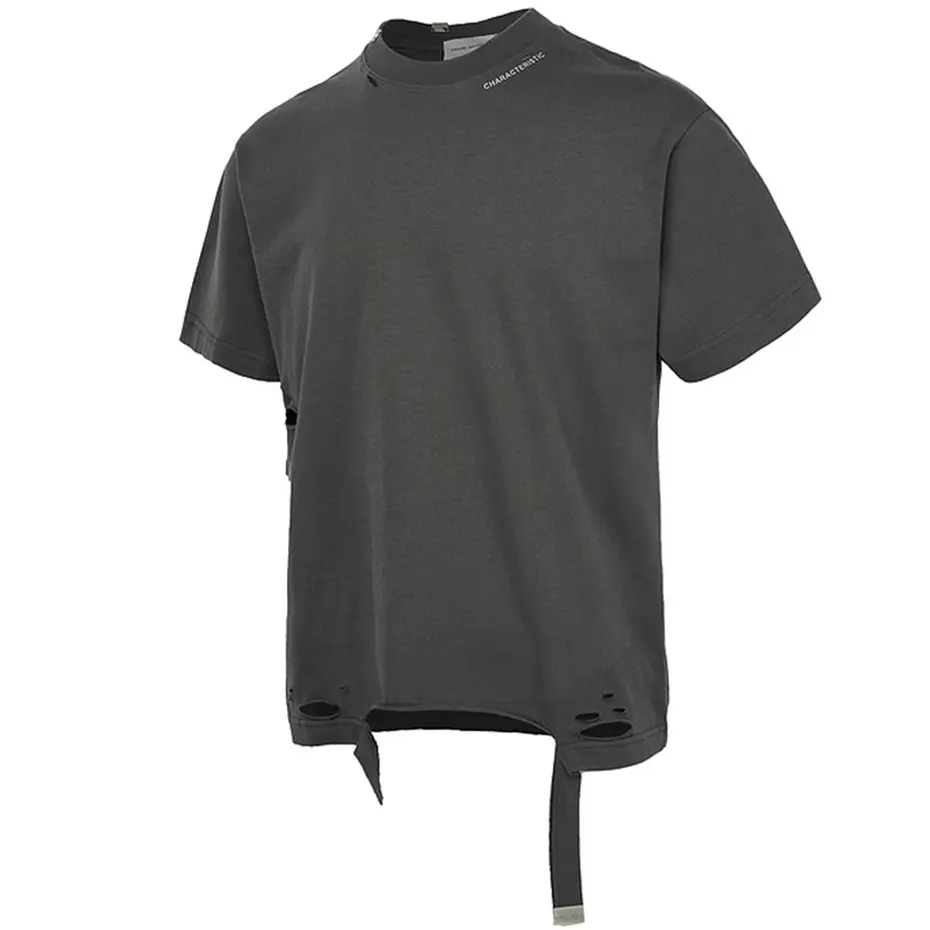 Broken Ripped T-shirts Streetwear Harajuku Hip Hop Oversized T Shirt Men Summer Casual Loose Cotton Tee Tops Tshirts