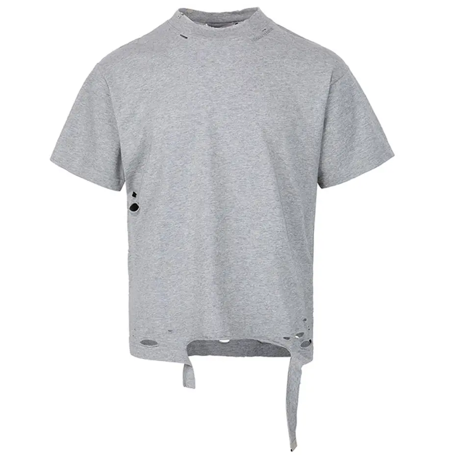 Broken Ripped T-shirts Streetwear Harajuku Hip Hop Oversized T Shirt Men Summer Casual Loose Cotton Tee Tops Tshirts