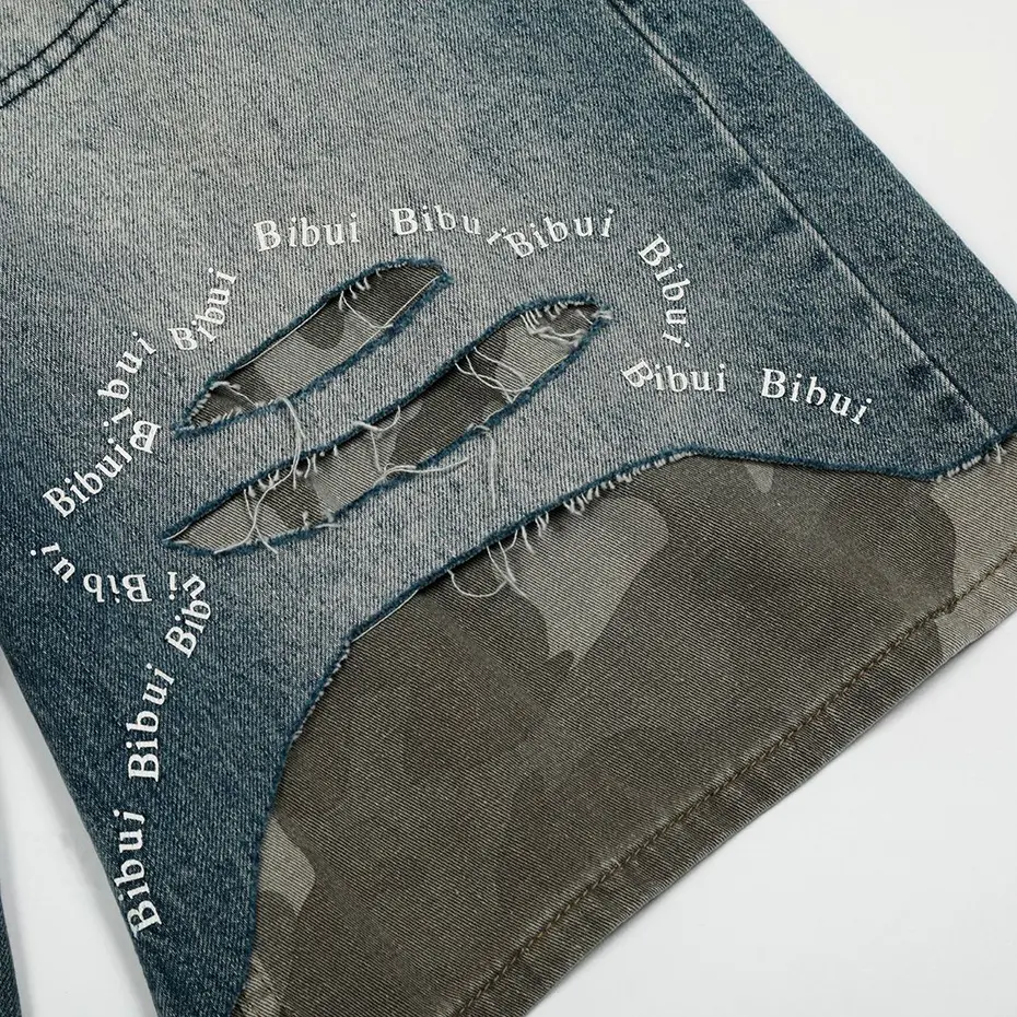 Camouflage Patchwork Denim Shorts Men's Summer Vintage Loose Jeans Shorts Streetwear Harajuku Hip Hop Shorts
